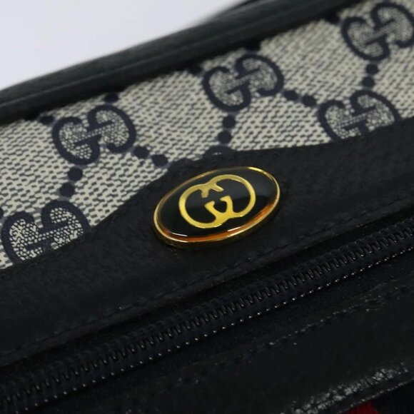 GUCCI GG Supreme Sherry Line Shoulder Bag PVC Navy Gold 98 02 004 Auth 123959 - Picture 2 of 16